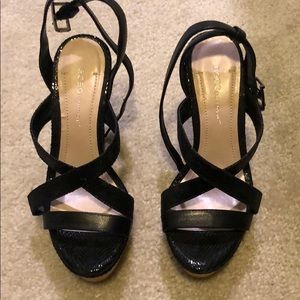 BCBG black wedges